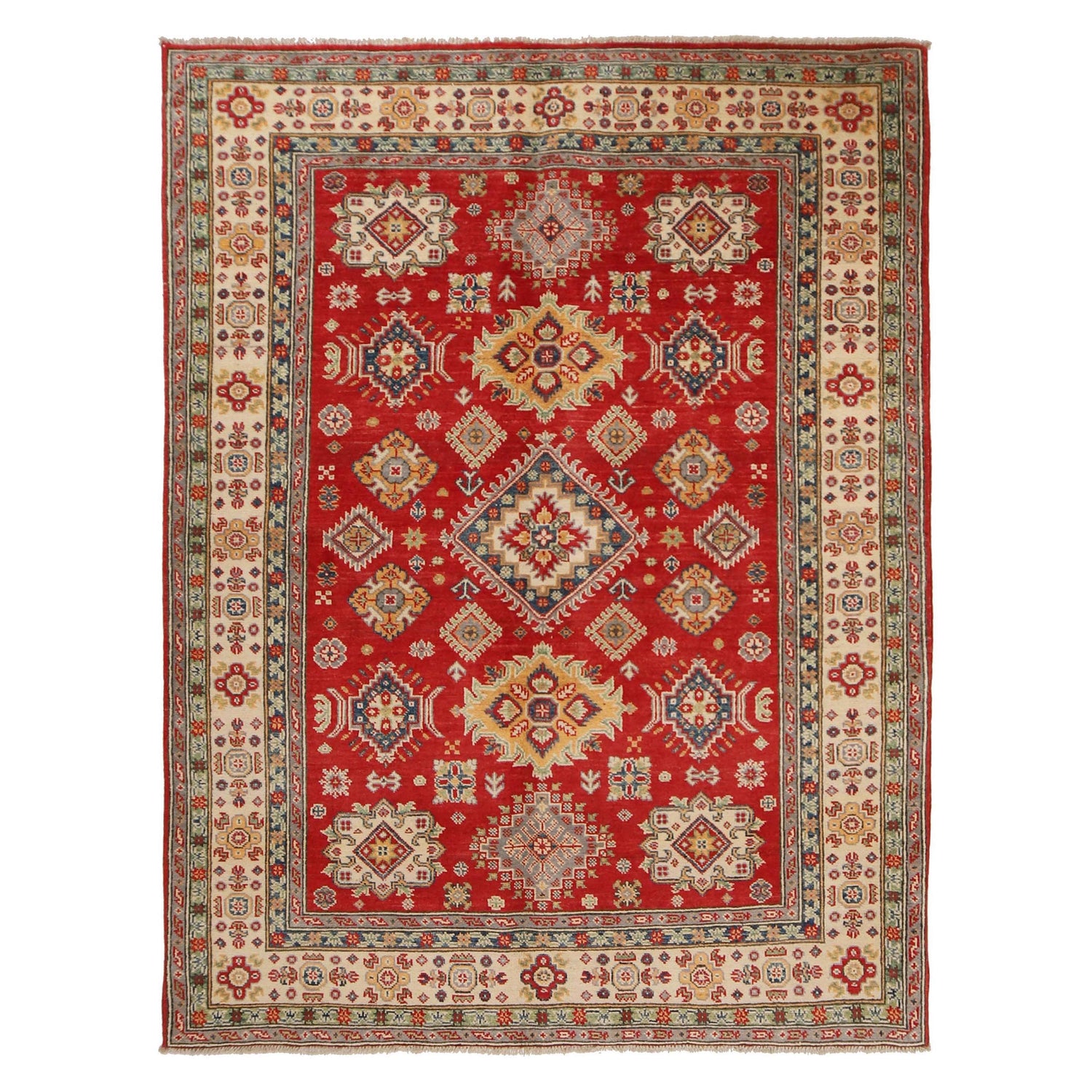 Red Color Kazak Rug 5' 0" x 6' 9" ft / 153 x 205 cm - No. G34025