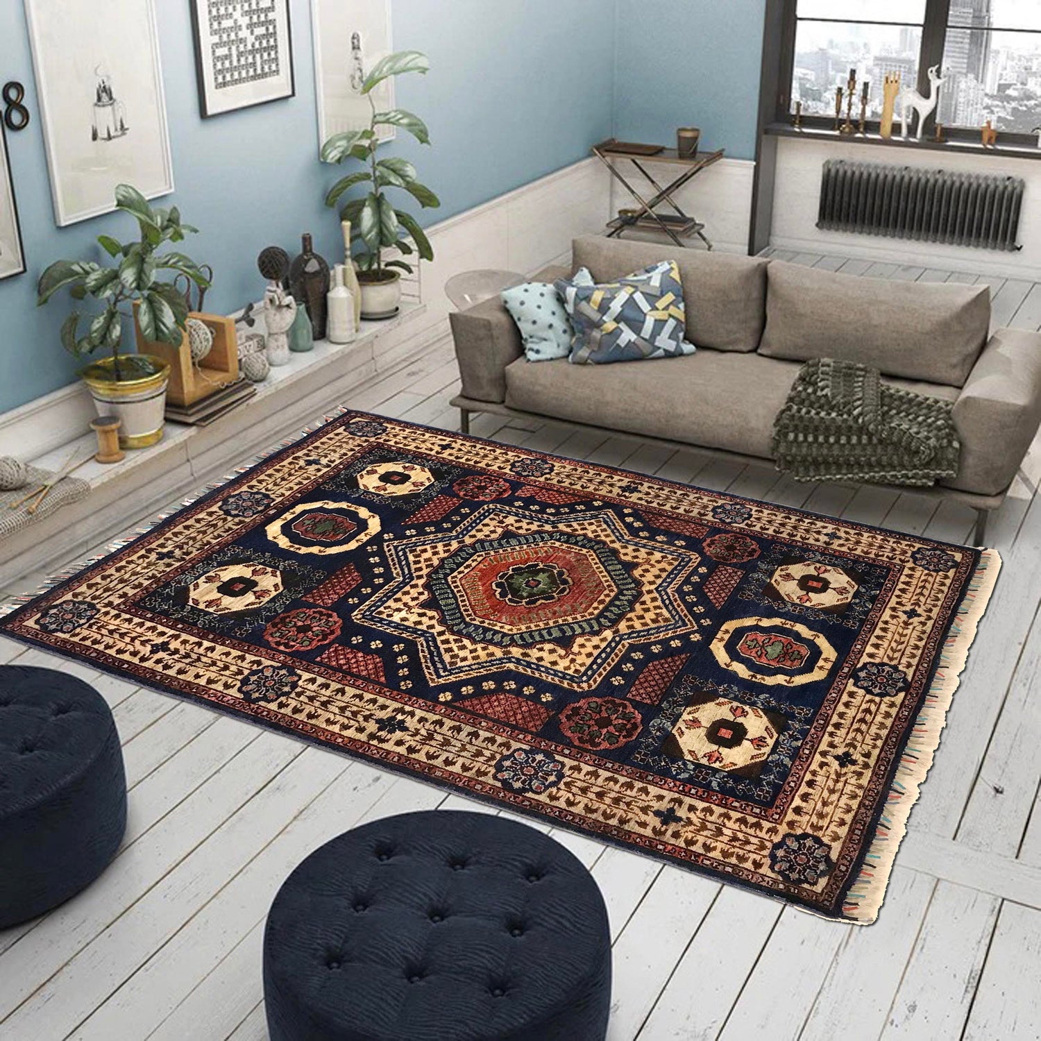 Fine Quality Mamluk Rug 3' 7" x 4' 11" ft / 110 x 150 cm - No. G34142