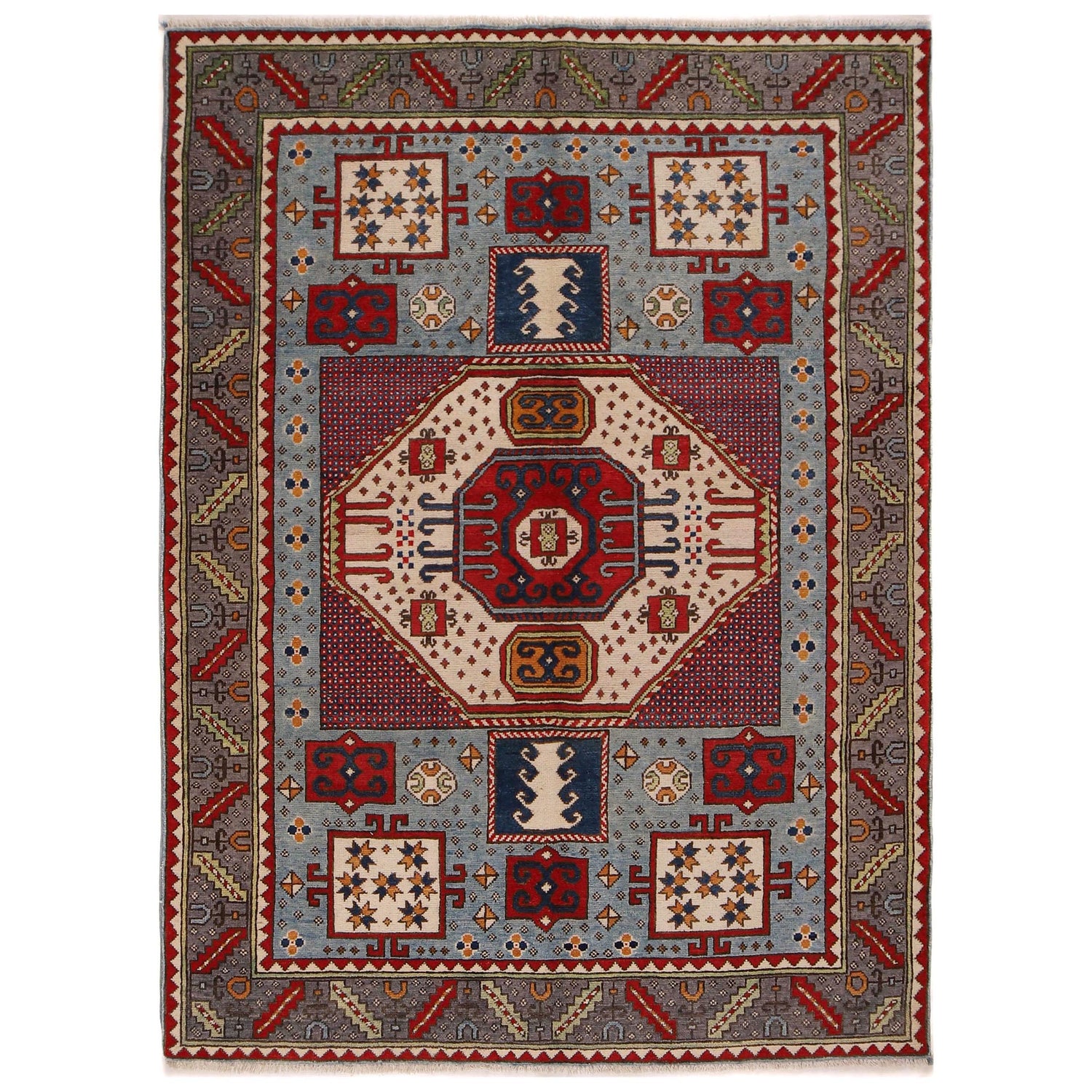 Multi Color Mamluk Carpet 4' 11" x 6' 7" ft / 149 x 200 cm - No. G34144