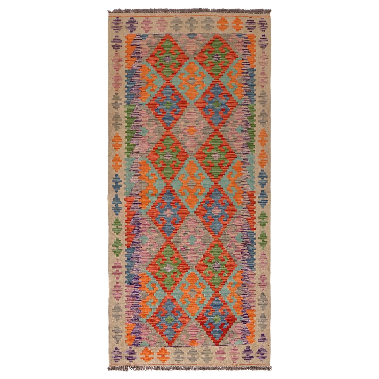 Short Chobi Kilim Runner 2' 11" x 6' 7" ft / 90 x 201 cm - No. G34380