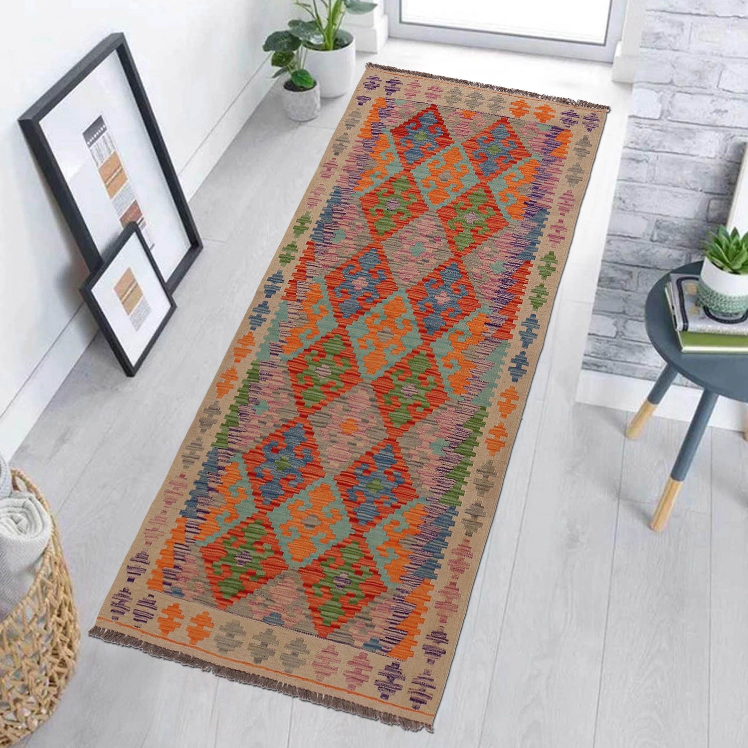 Short Chobi Kilim Runner 2' 11" x 6' 7" ft / 90 x 201 cm - No. G34380