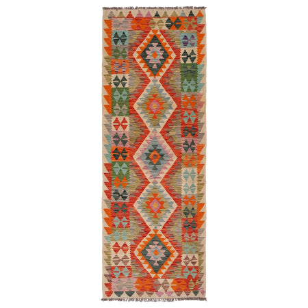 Handmade Turkish Design Wool Kilim Runner 2' 9" x 8' 0" ft / 84 x244 cm - No. G34383