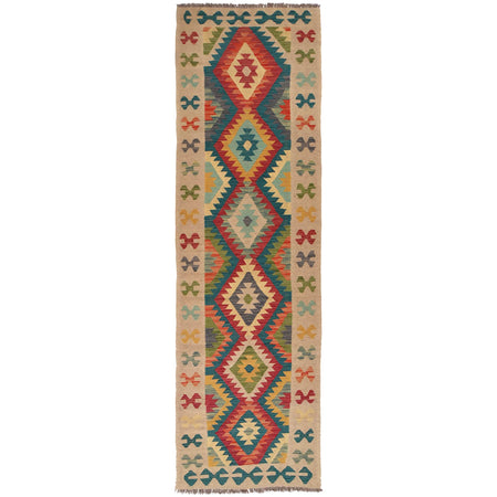 Hand Woven Wool Kelim Runner 2' 9" x 9' 9" ft / 85 x 296 cm - No. G34386