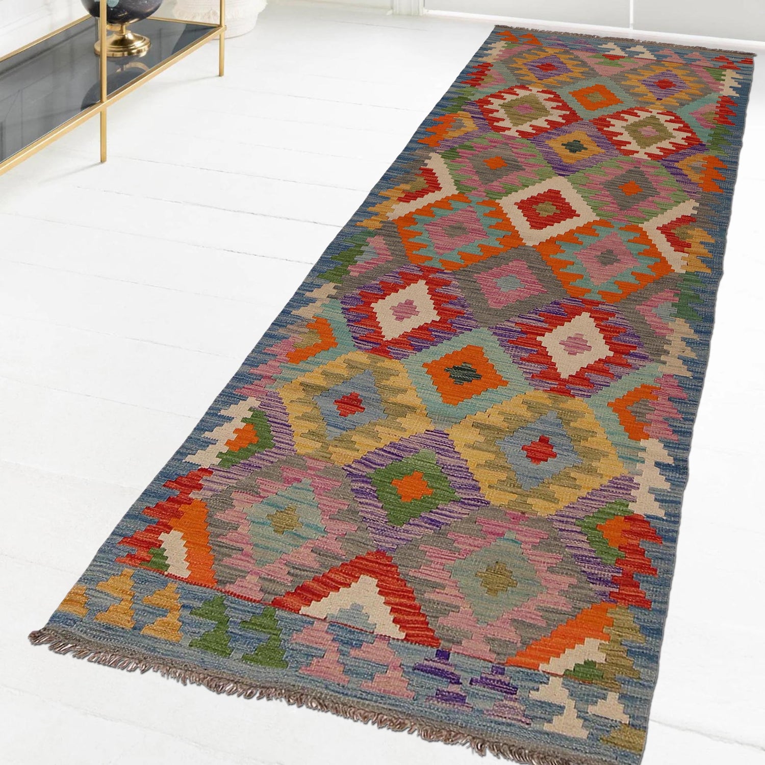 Short Chobi Kilim Runner 2' 10" x 8' 4" ft / 86 x 254 cm - No. G34389
