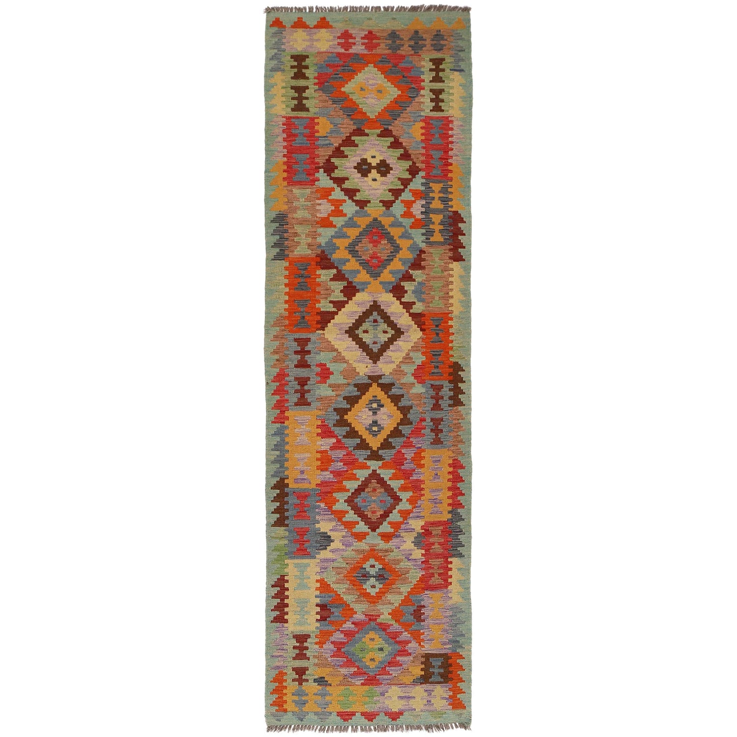 Handmade Turkish Design Wool Kilim Runner 2' 8" x 9' 10" ft / 81 x 300 cm - No. G34391