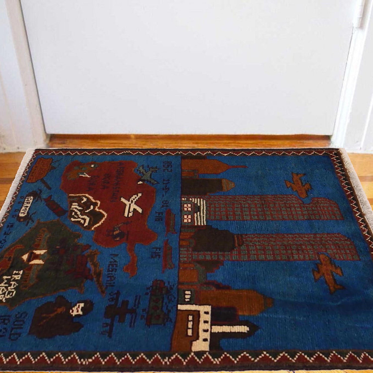 Afghan War Rug – Military Design 2' 1" x 2' 9" ft / 63 x 84 cm - No. G34410