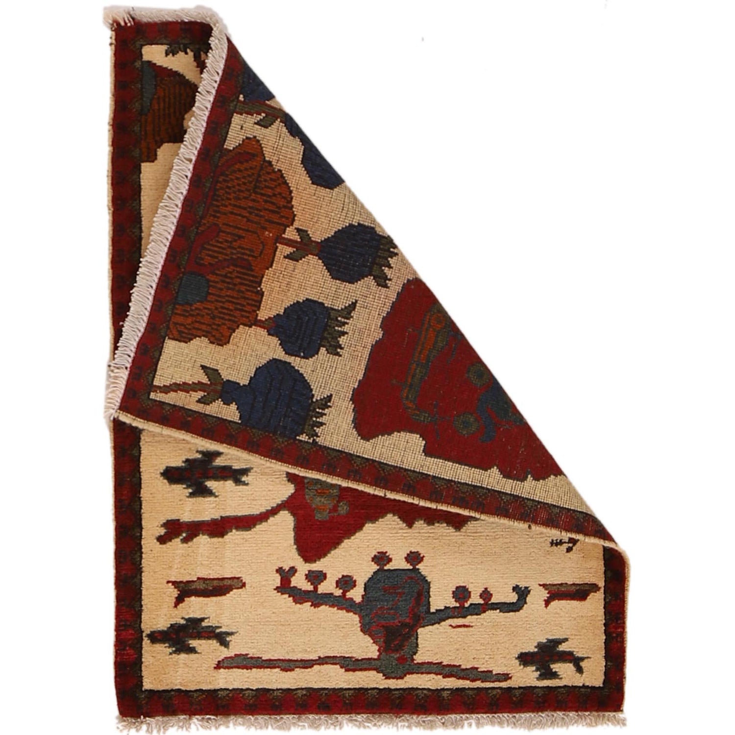 Hand-Knotted Afghan War Carpet 2' 2" x 2' 10" ft / 67 x 87 cm - No. G34422