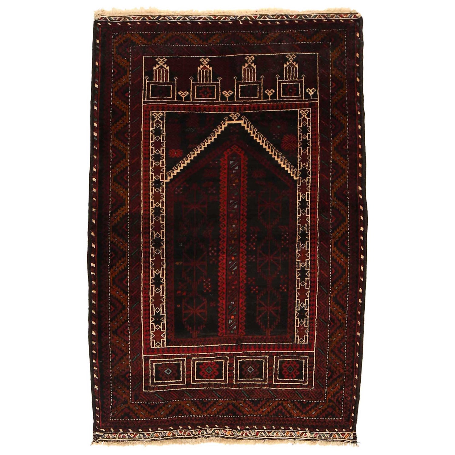 Handmade Prayer Rug 3' 0" x 4' 10" ft / 91 x 148 cm -No. G35151