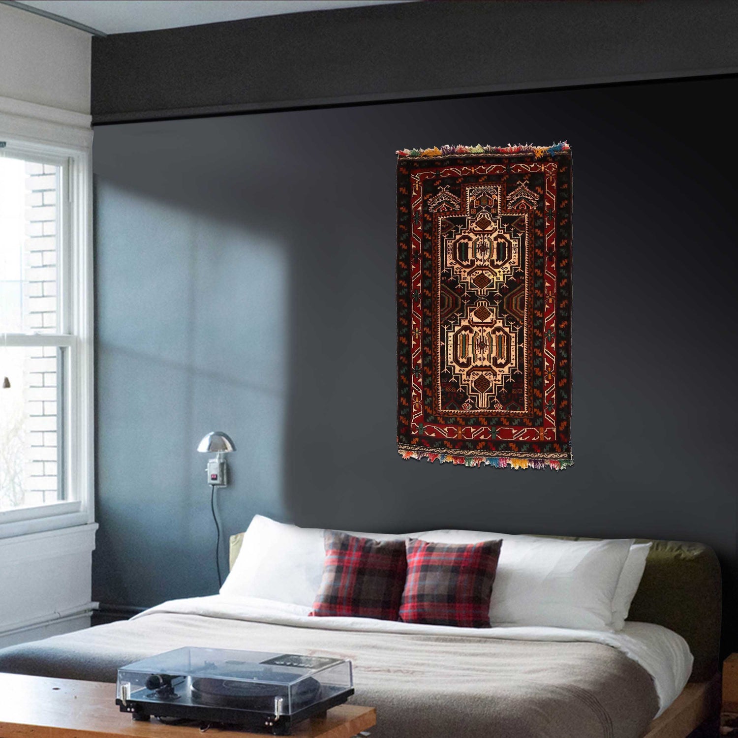 Islamic Prayer Carpet 2' 7" x 4' 7" ft / 80 x 140 cm -No. G35152