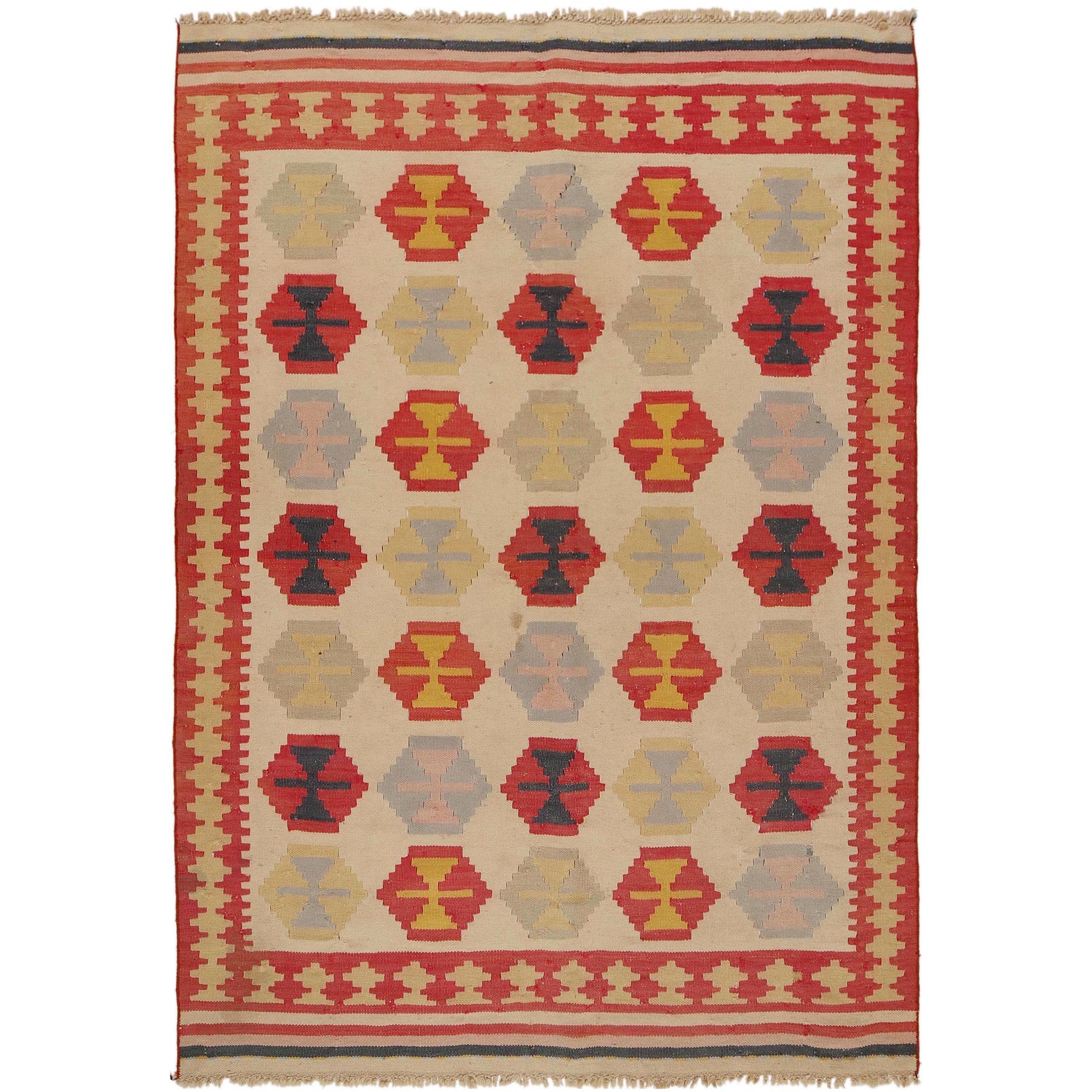 Afghan Vintage Kilim 5' 3" x 7' 7" ft / 161 x 232 cm - No. G35157