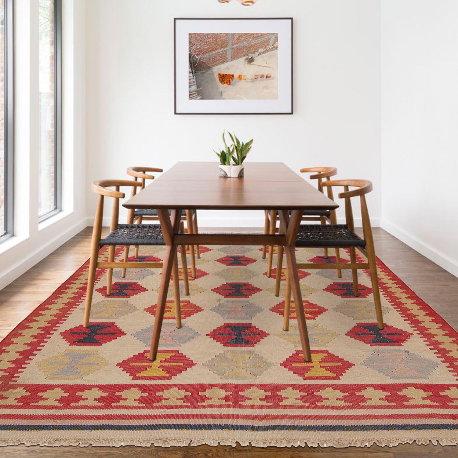 Afghan Vintage Kilim 5' 3" x 7' 7" ft / 161 x 232 cm - No. G35157