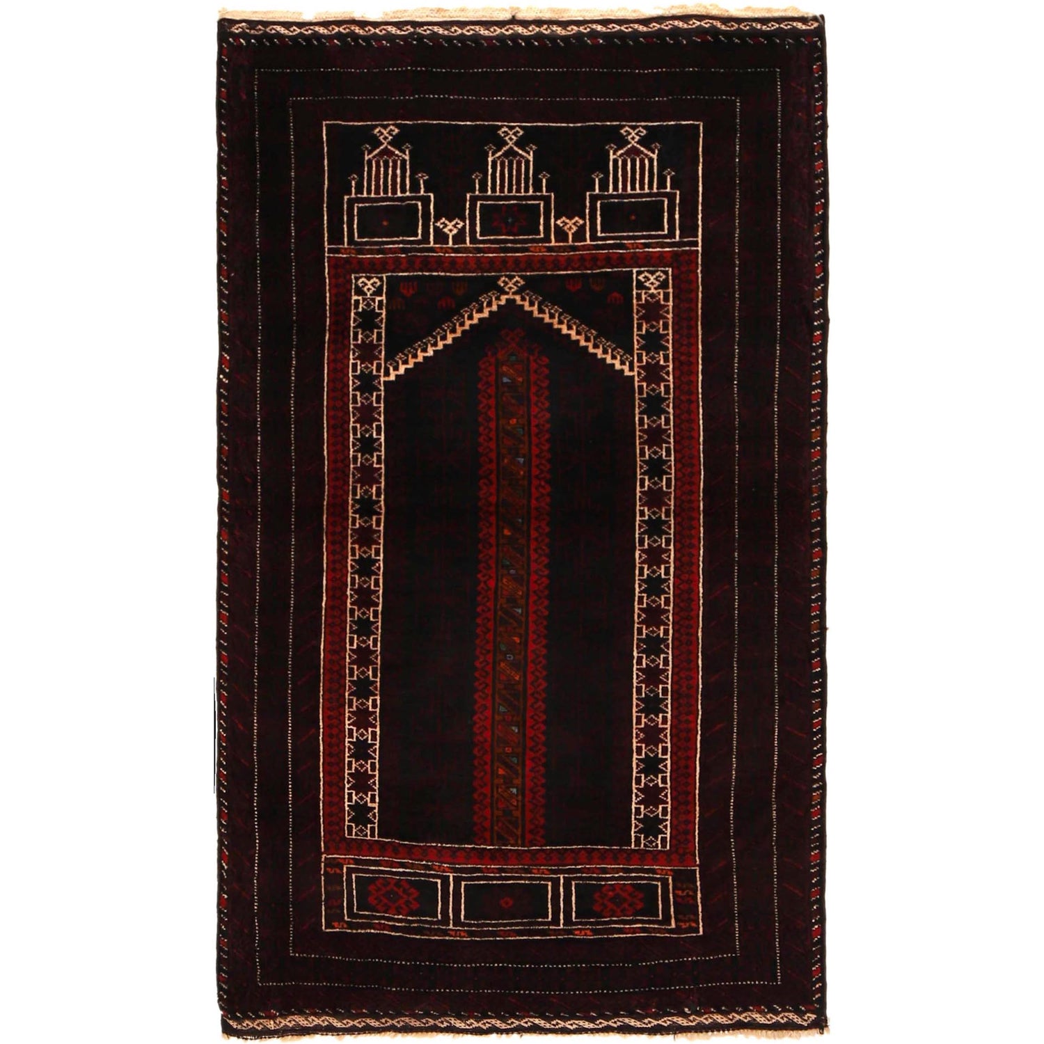 Small Prayer Carpet 2' 9" x 4' 8" ft / 85 x 143 cm - G35170