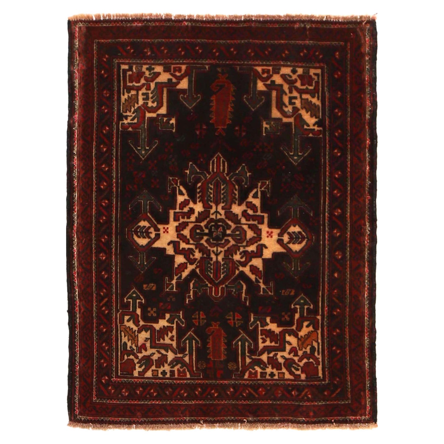 Tribal Baloch Rug 2' 10" x 3' 10" ft / 86 x 118 cm - No. G35171