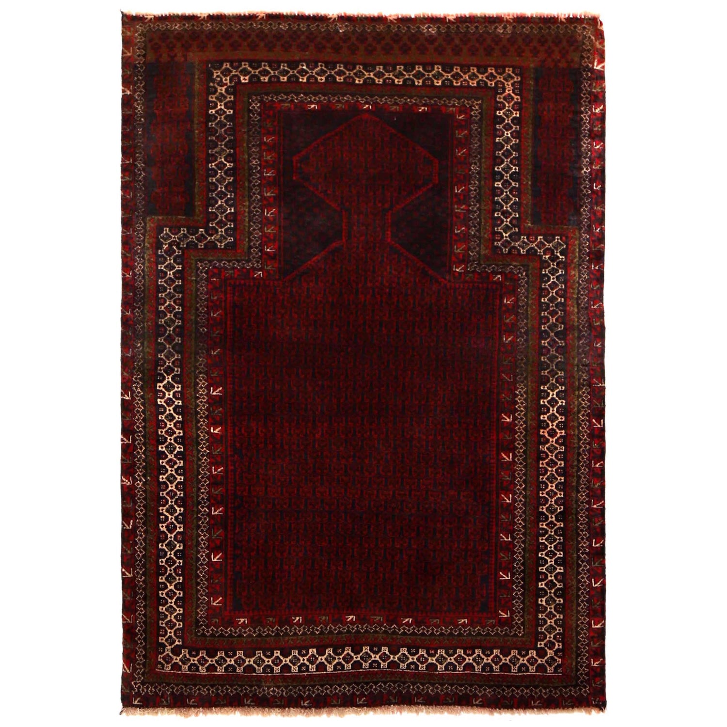 Muslim Prayer Rug 3' 3" x 4' 8" ft / 99 x 143 cm - G35174