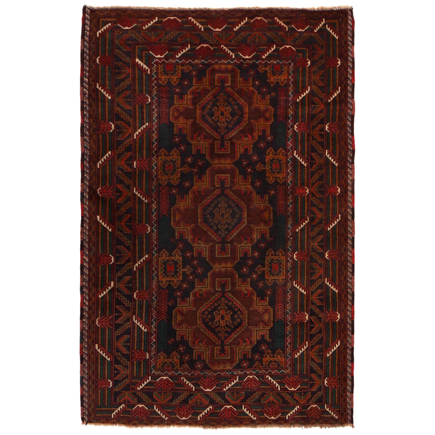 Baluch Short Rug 3' 8" x 5' 9" ft / 112 x 176 cm - No. G35175