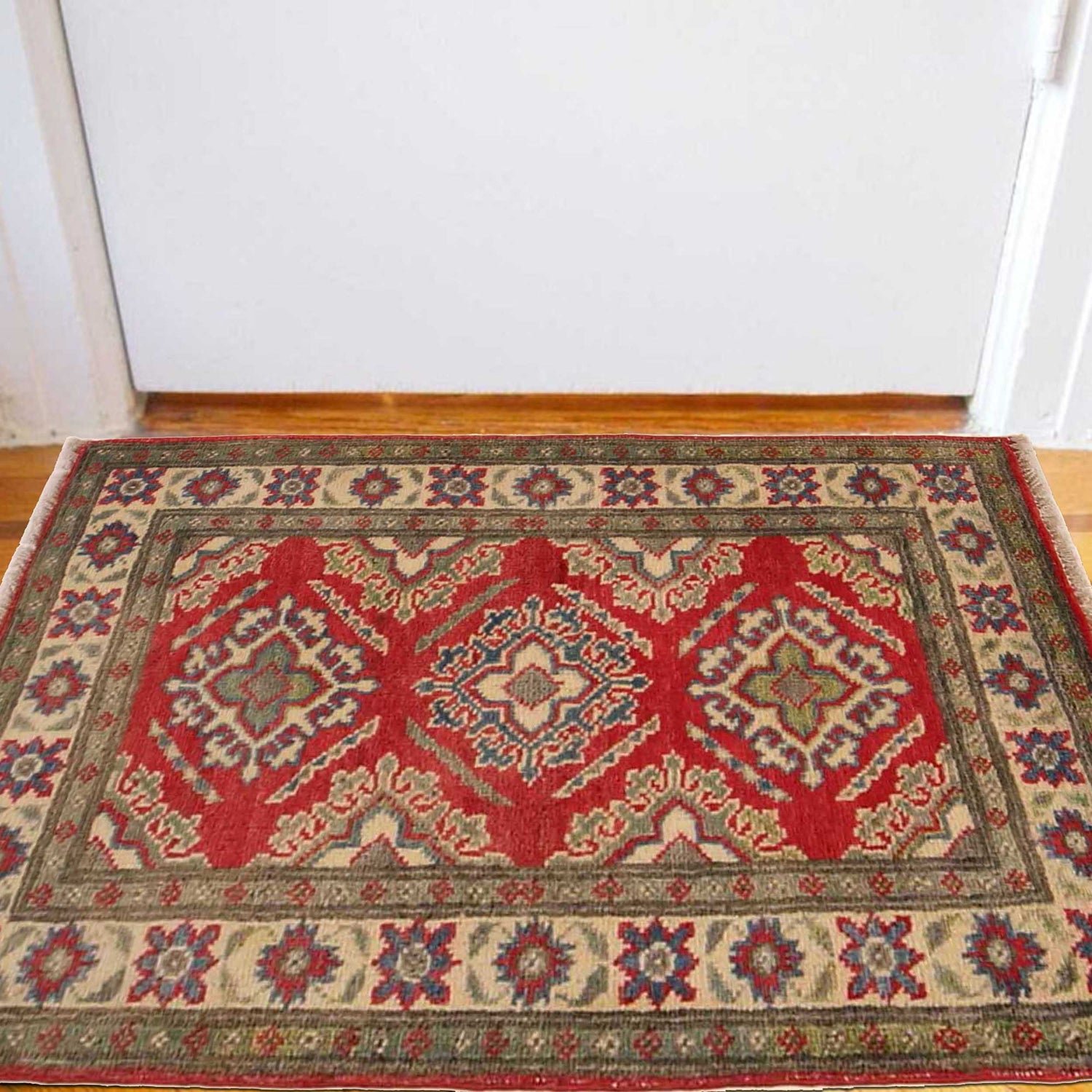 Hand Knotted Kazak Oriental Rug 2' 0" x 2' 11" ft / 61 x 90 cm - No. G35197