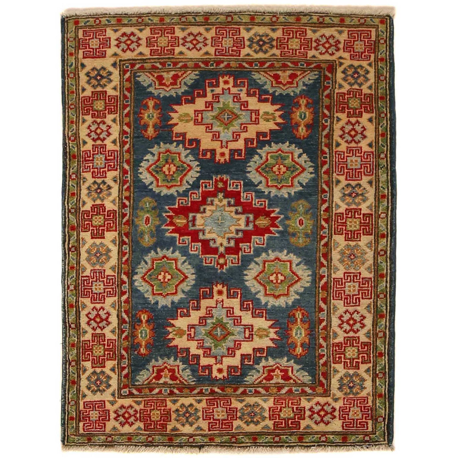 Blue Color Kazak Rug 2' 9" x 4' 8" ft / 84 x 141 cm - No. G35207