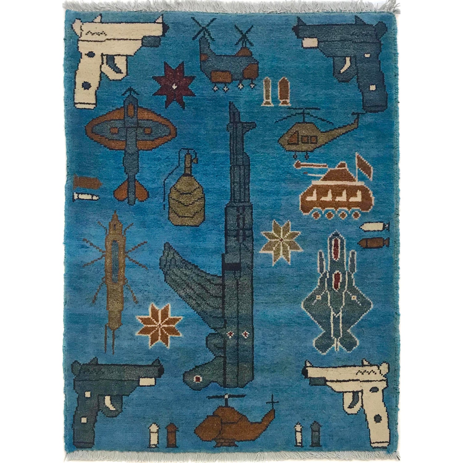 Authentic Afghan War Area Rug 2' 0" x 2' 8" ft / 61 x 82 cm - No. G35387