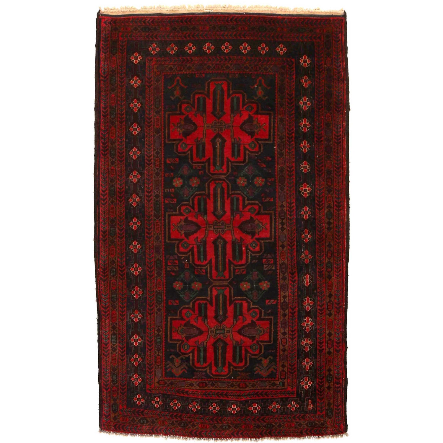 Tribal Baloch Rug 3' 8" x 6' 2" ft / 111 x 189 cm - No. G35404