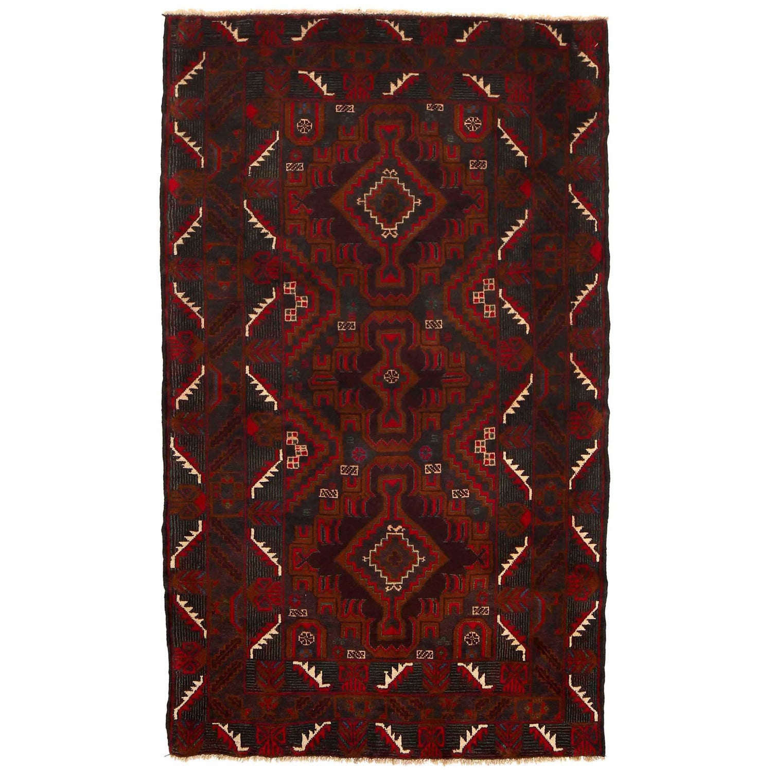 Traditional Baloch Rug 3' 10" x 6' 5" ft / 116 x 196 cm - No. G35407