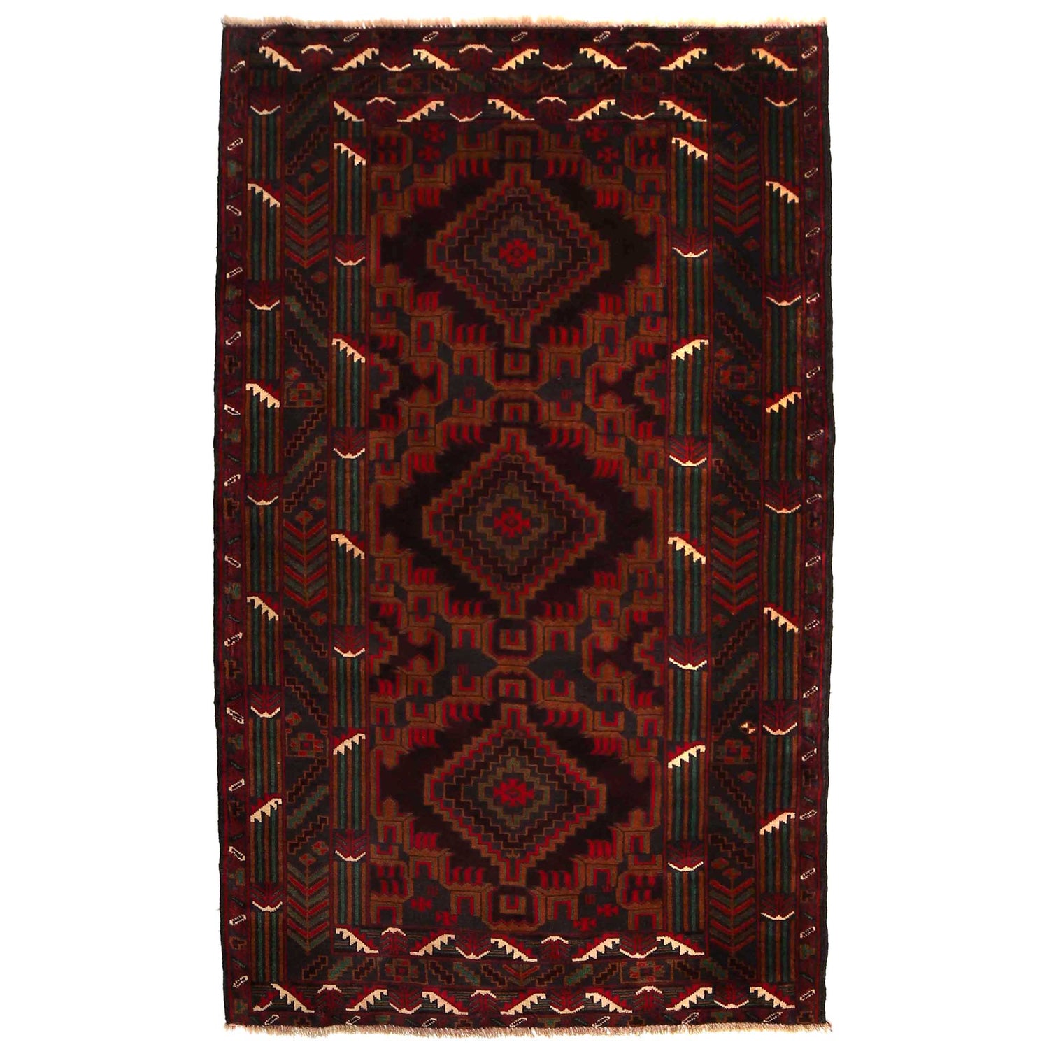 Handmade Baluchi Rug 3' 8" x 6' 3" ft / 112 x 190 cm - No. G35408