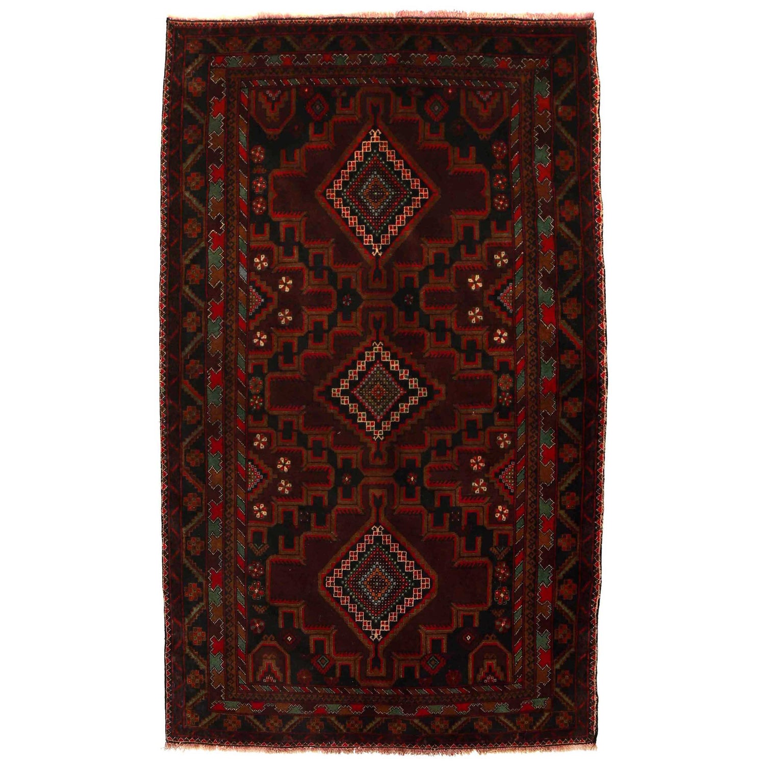 Multi Color Baluchi Rug 4' 0" x 6' 8" ft / 122 x 204 cm - No. G35410