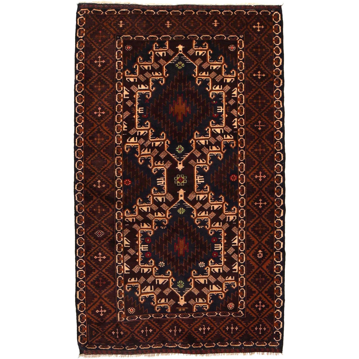 Traditional Baloch Rug 3' 7" x 5' 9" ft / 108 x 176 cm - No. G35412