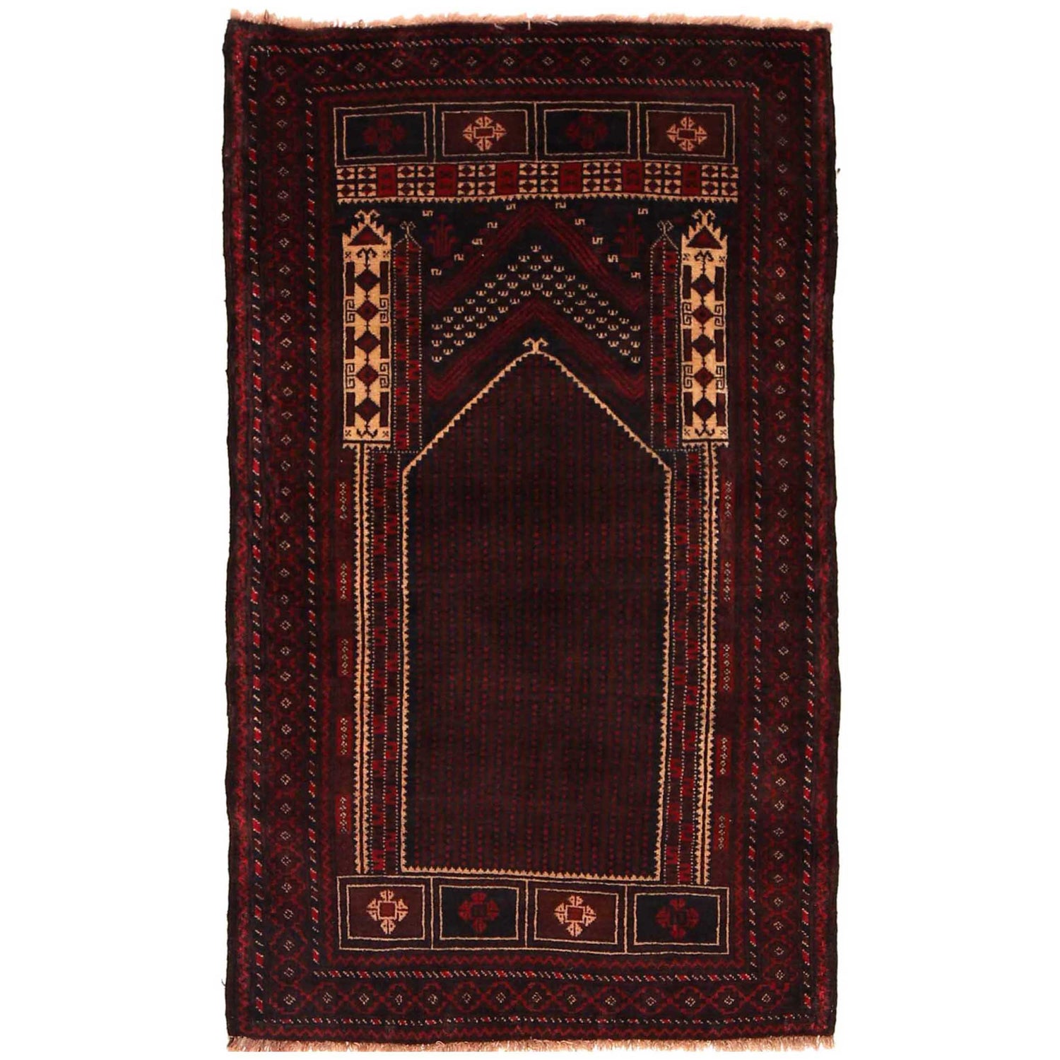 Muslim Prayer Rug 2' 9" x 4' 6" ft / 83 x 138 cm -No. G35413