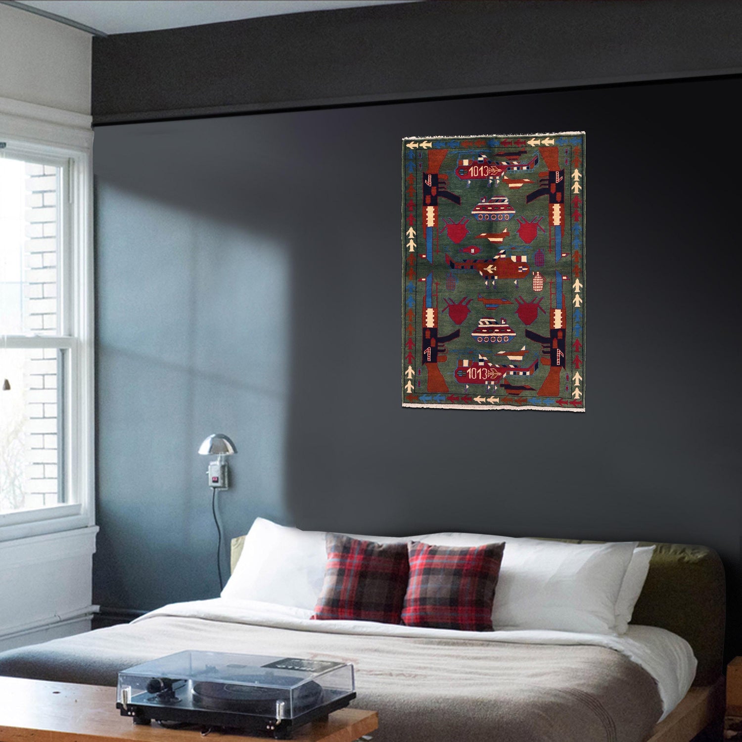 Authentic Afghan War Area Rug 4' 0" x 5' 9" ft / 121 x 176 cm - No. G35416