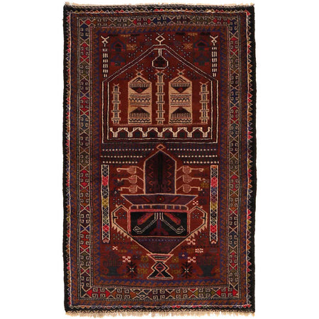 Hand Knotted Prayer Rug 2' 8" x 4' 4" ft / 82 x 132 cm - No. G35427