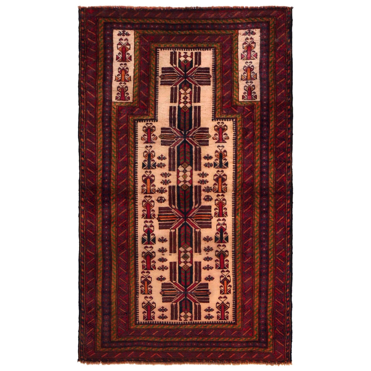 Beige Color Prayer Rug 2' 11" x 4' 10" ft / 89 x 148 cm -No. G35429