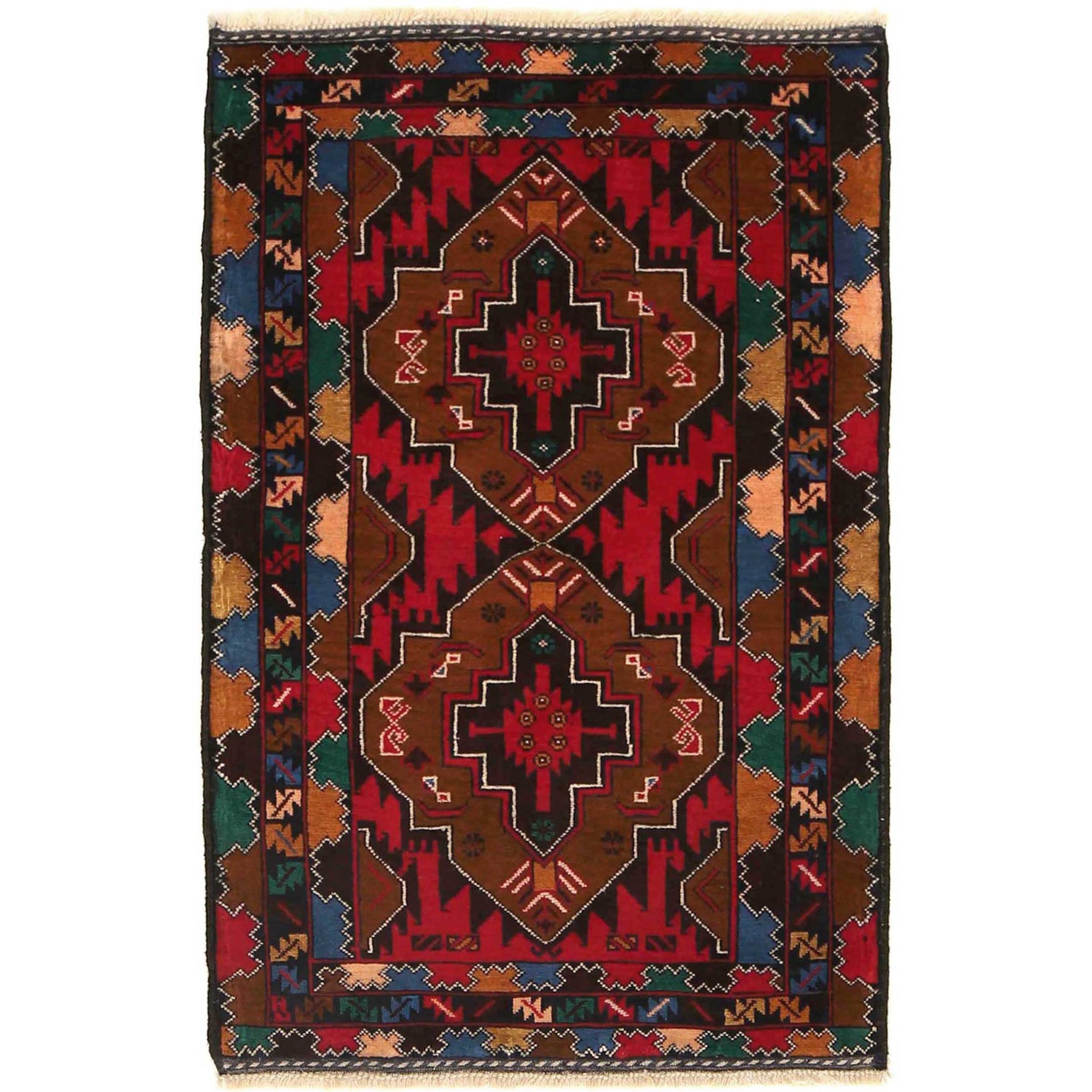 Tribal Baloch Rug 2' 10" x 4' 4" ft / 87 x 132 cm - No. G35430