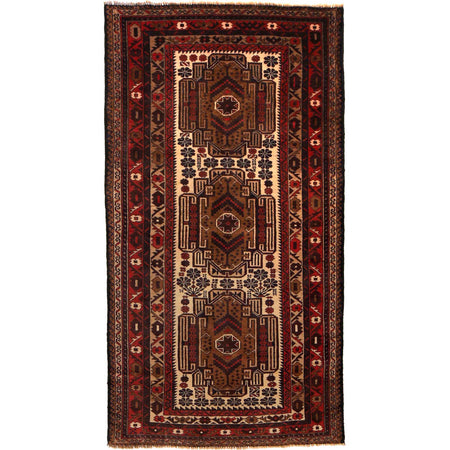 Handmade Baluchi Rug 3' 5" x 6' 6" ft / 105 x 198 cm - No. G35434