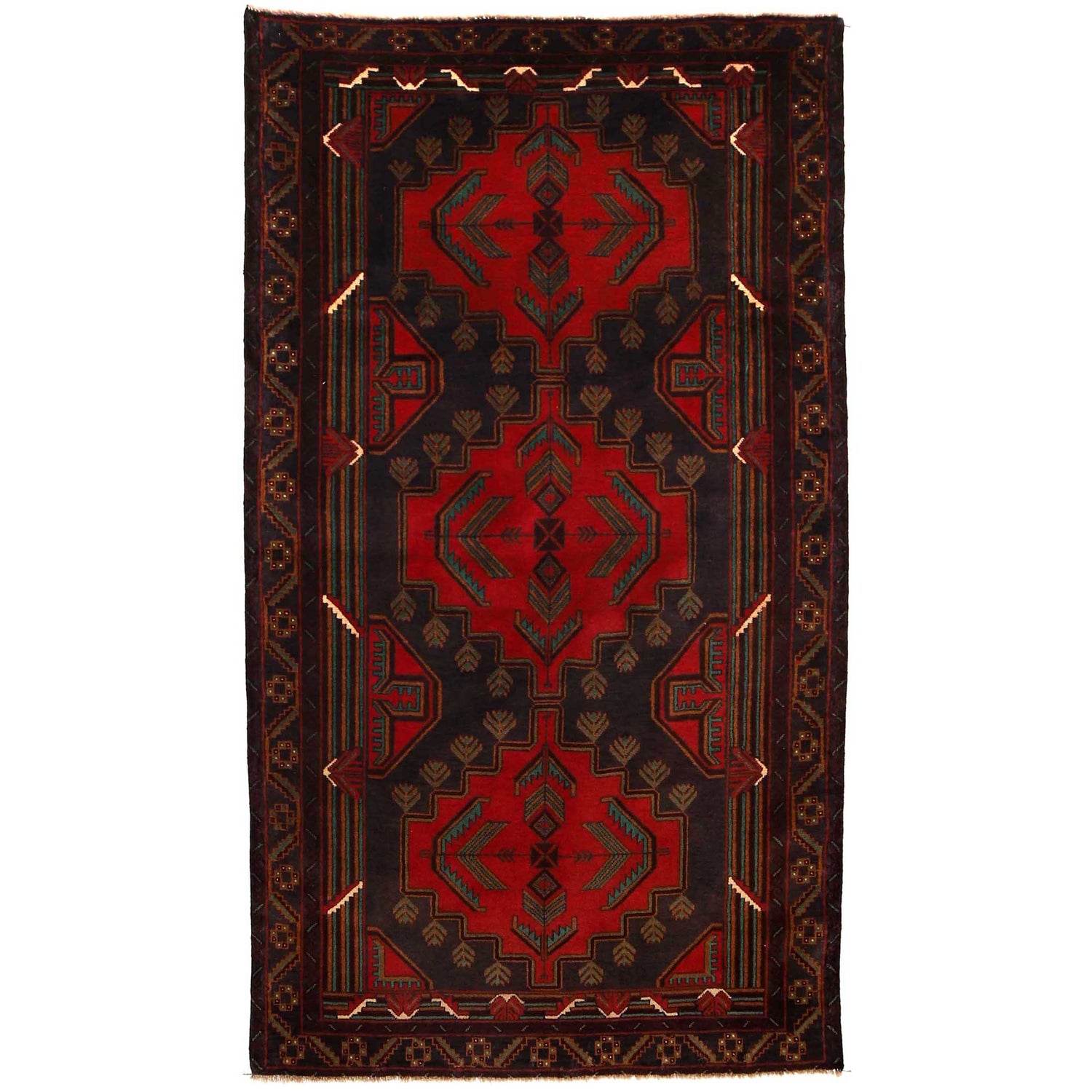 Tribal Baloch Rug 3' 7" x 6' 9" ft / 109 x 205 cm - No. G35435