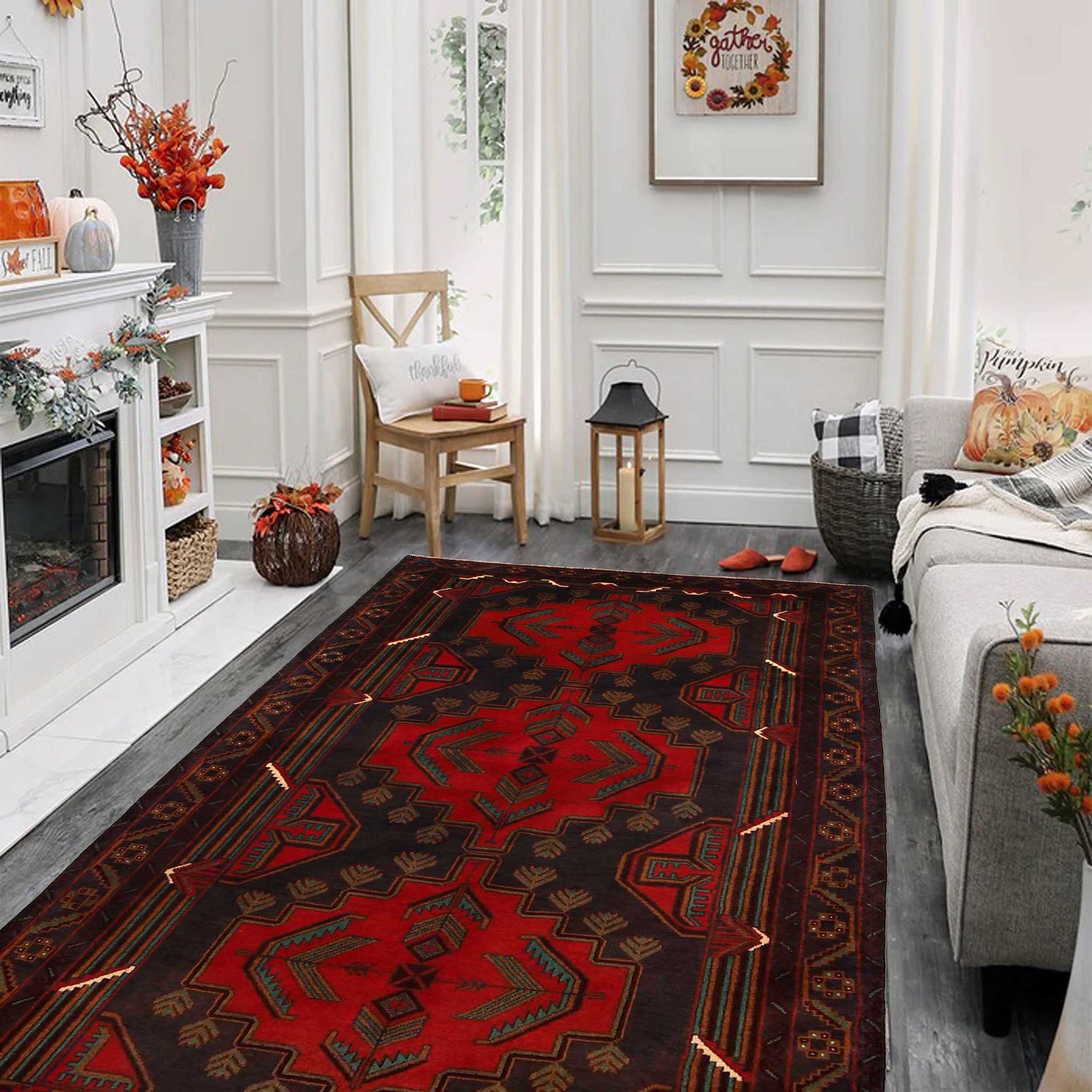 Tribal Baloch Rug 3' 7" x 6' 9" ft / 109 x 205 cm - No. G35435