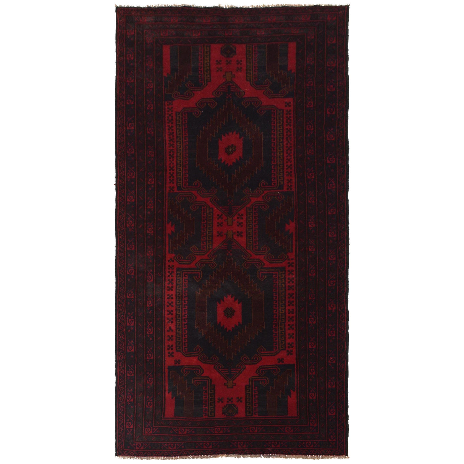 Traditional Baloch Rug 4' 1" x 8' 1" ft / 124 x 247 cm - No. G35504