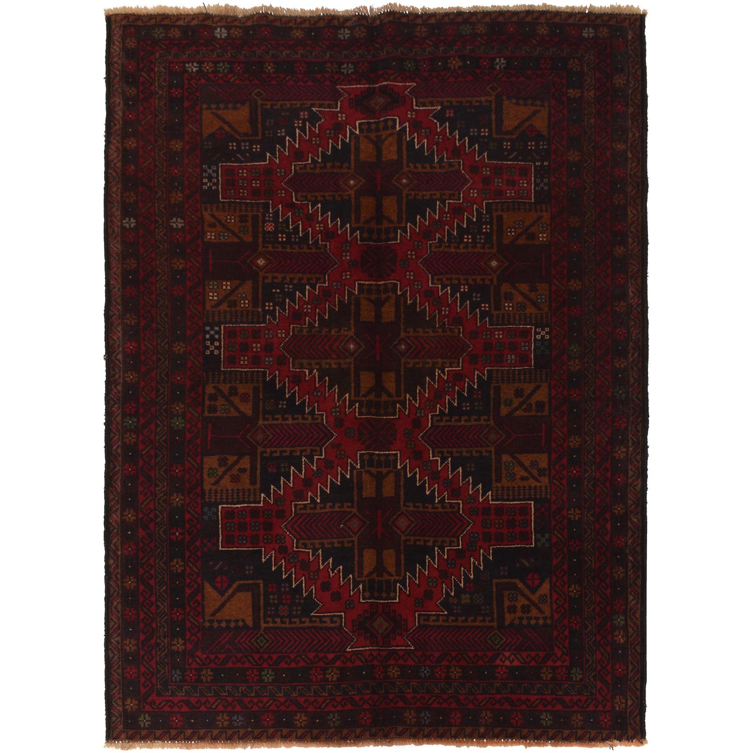 Handmade Baluchi Rug 4' 2" x 5' 10" ft / 128 x 178 cm - No. G35505