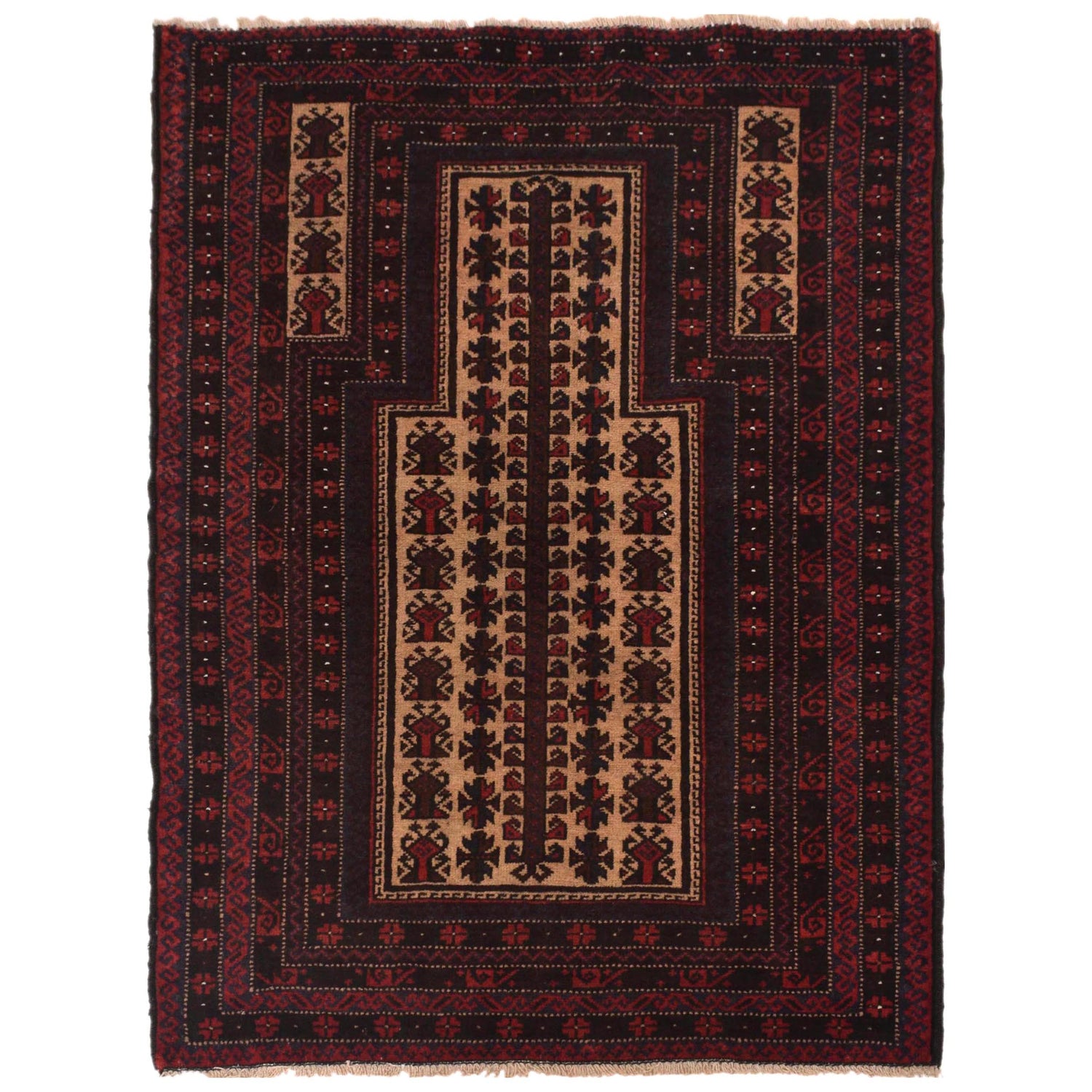 Small Prayer Carpet 2' 10" x 4' 2" ft / 87 x 127 cm - No. G35509