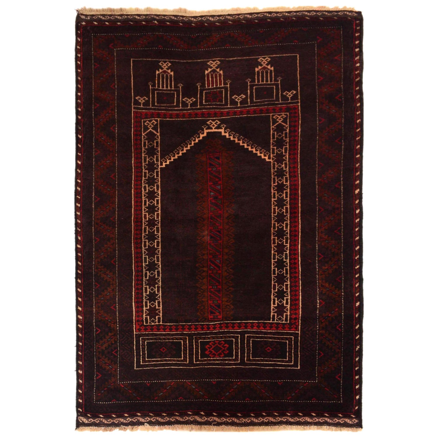 Hand Knotted Prayer Rug 2' 11" x 4' 4" ft / 90 x 131 cm - No. G35515
