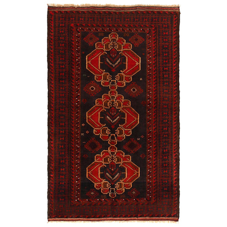 Red Color Baluchi Rug 3' 10" x 6' 4" ft / 116 x 192 cm - No. G35628