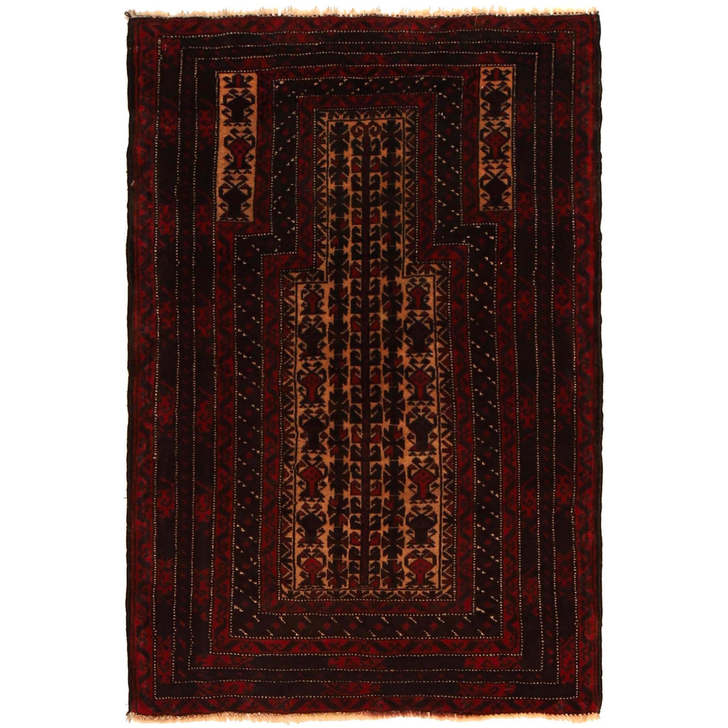 Muslim Prayer Rug 2' 10" x 4' 2" ft / 86 x 128 cm - No. G35629