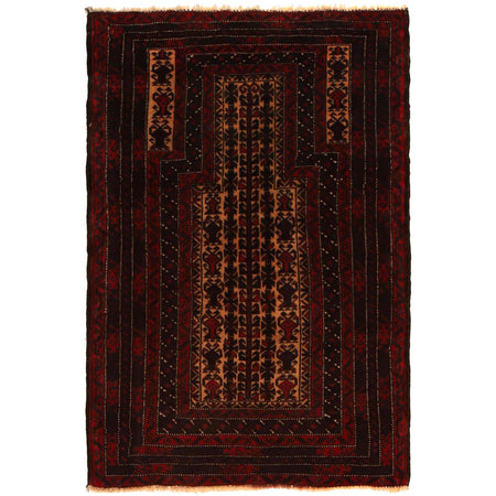 Muslim Prayer Rug 2' 10" x 4' 2" ft / 86 x 128 cm - No. G35629