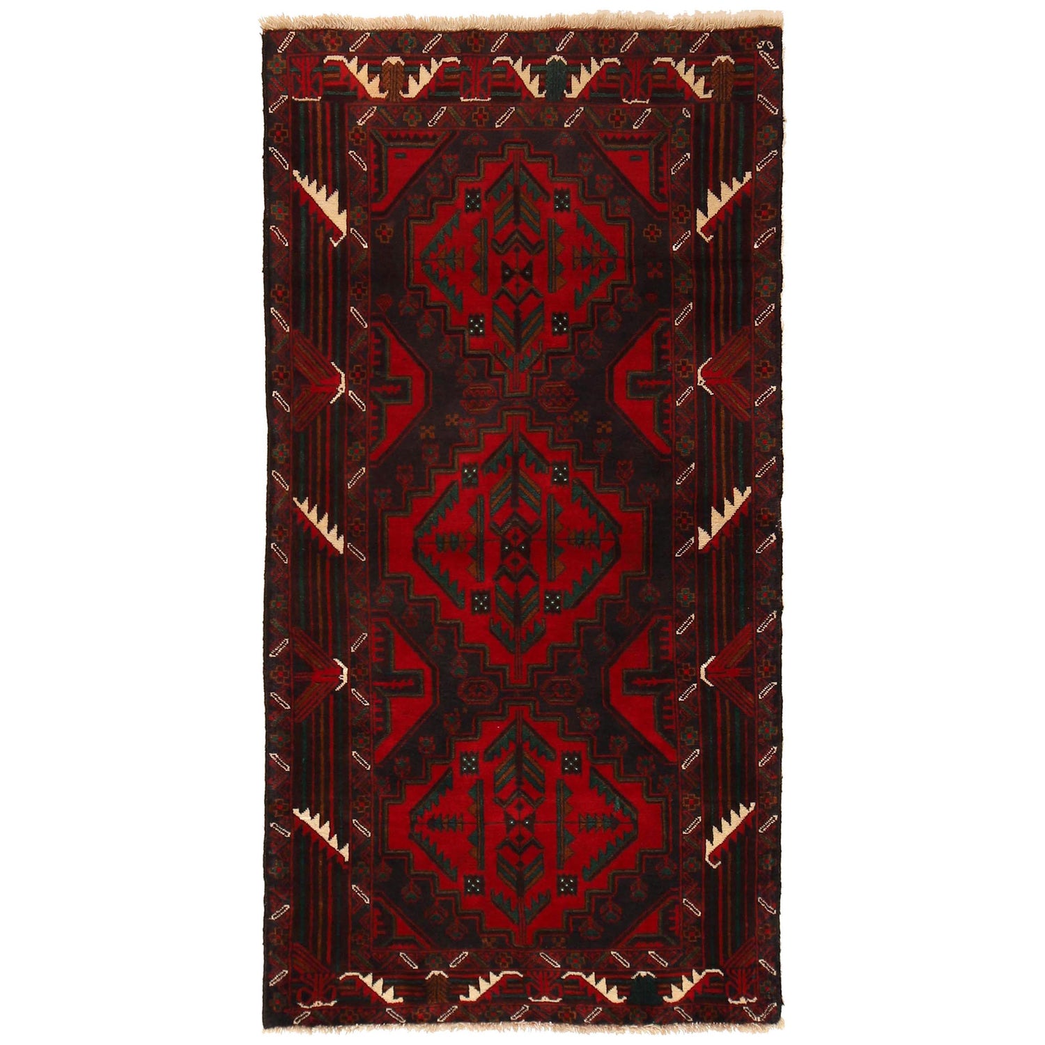 Red Color Baloch Runner 3' 1" x 6' 0" ft / 93 x 183 cm - No. G35812