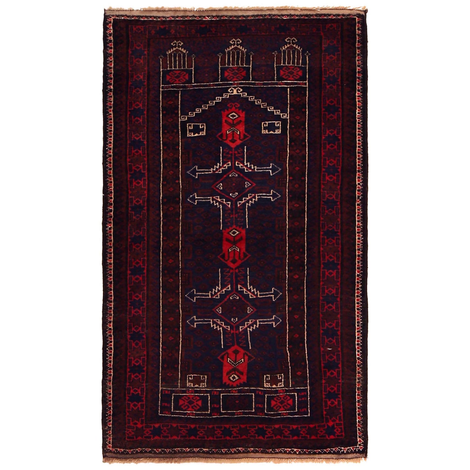 Hand Knotted Prayer Rug 3' 0" x 5' 2" ft / 92 x 158 cm -No. G35856