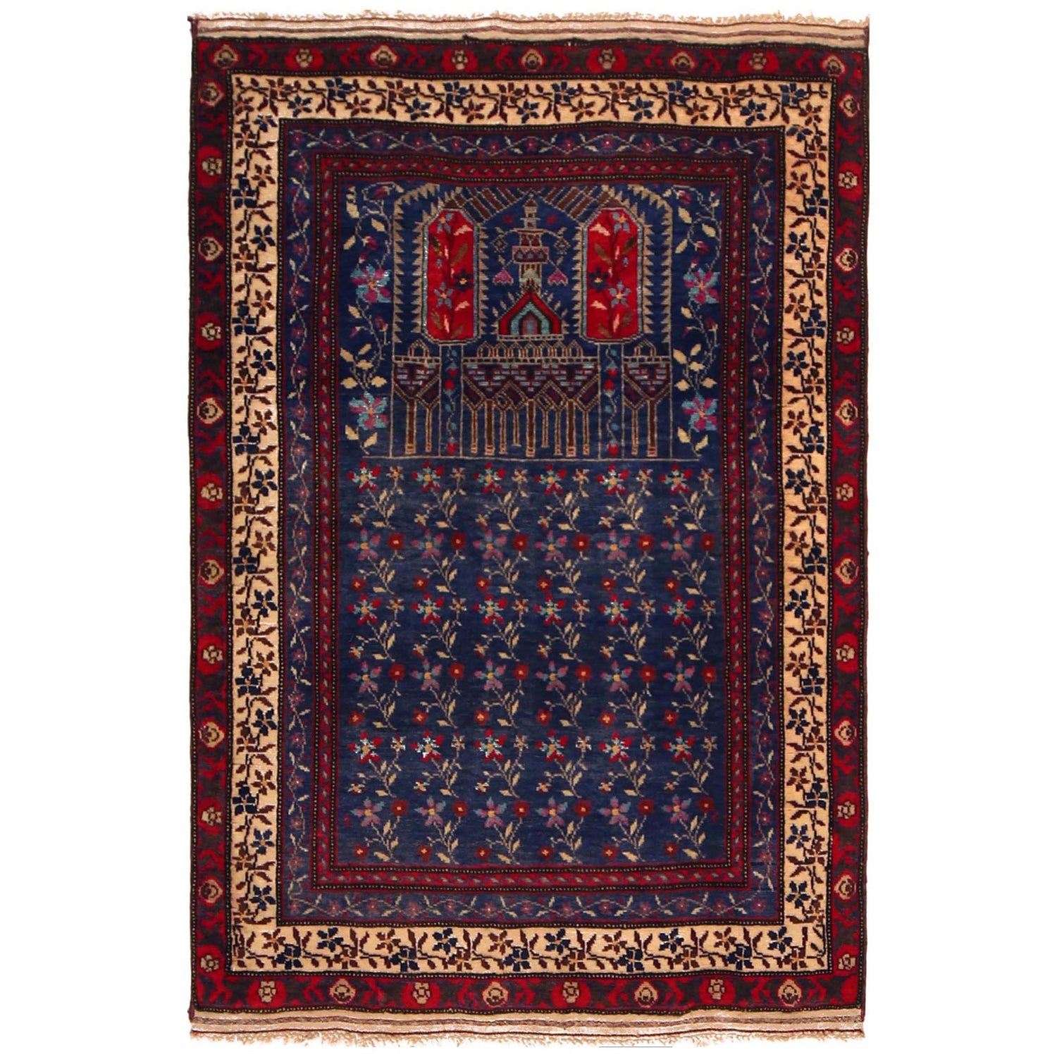 Islamic Prayer Carpet 3' 1" x 4' 7" ft / 95 x 140 cm -No. G35860