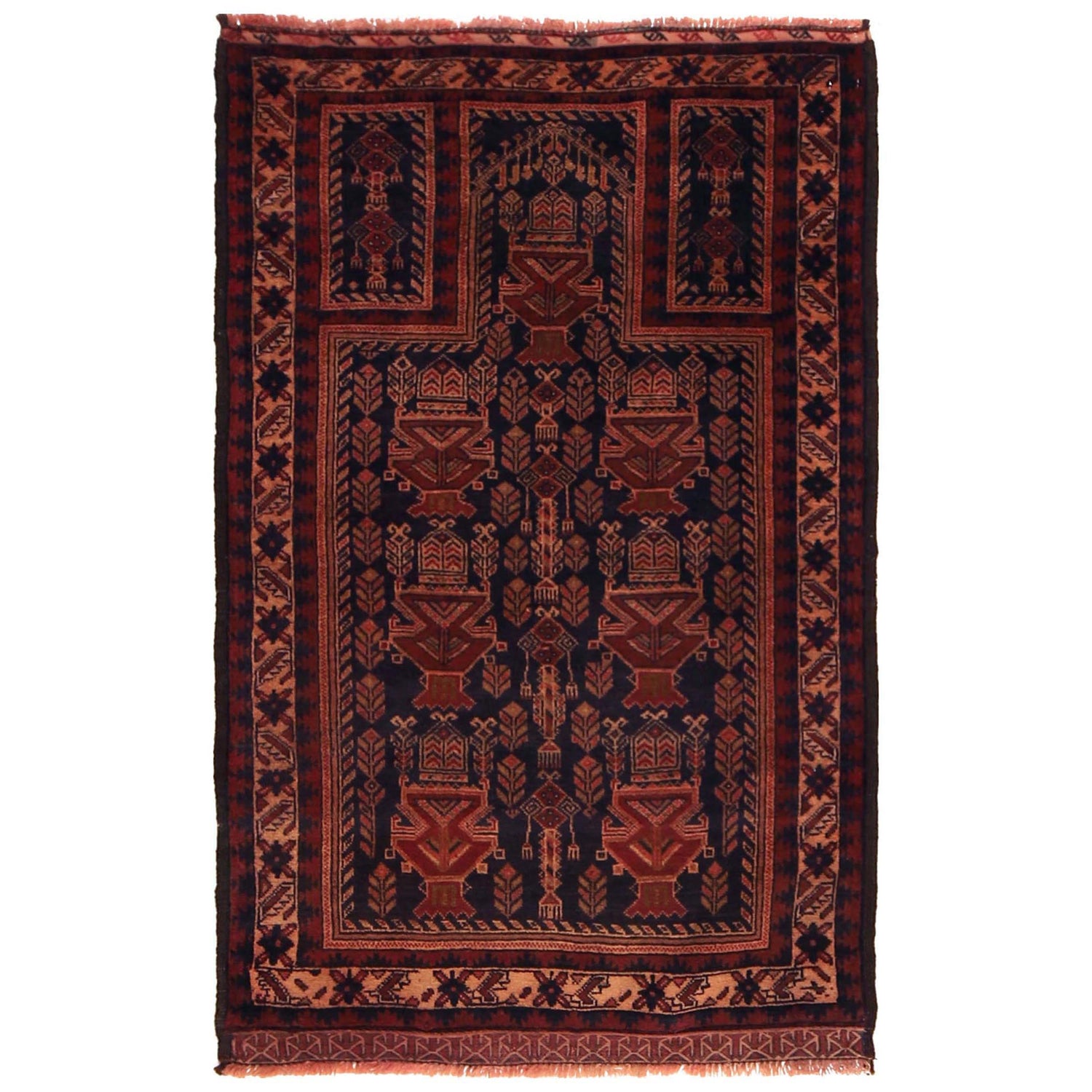 Muslim Prayer Rug 2' 9" x 4' 7" ft / 85 x 139 cm -No. G35862