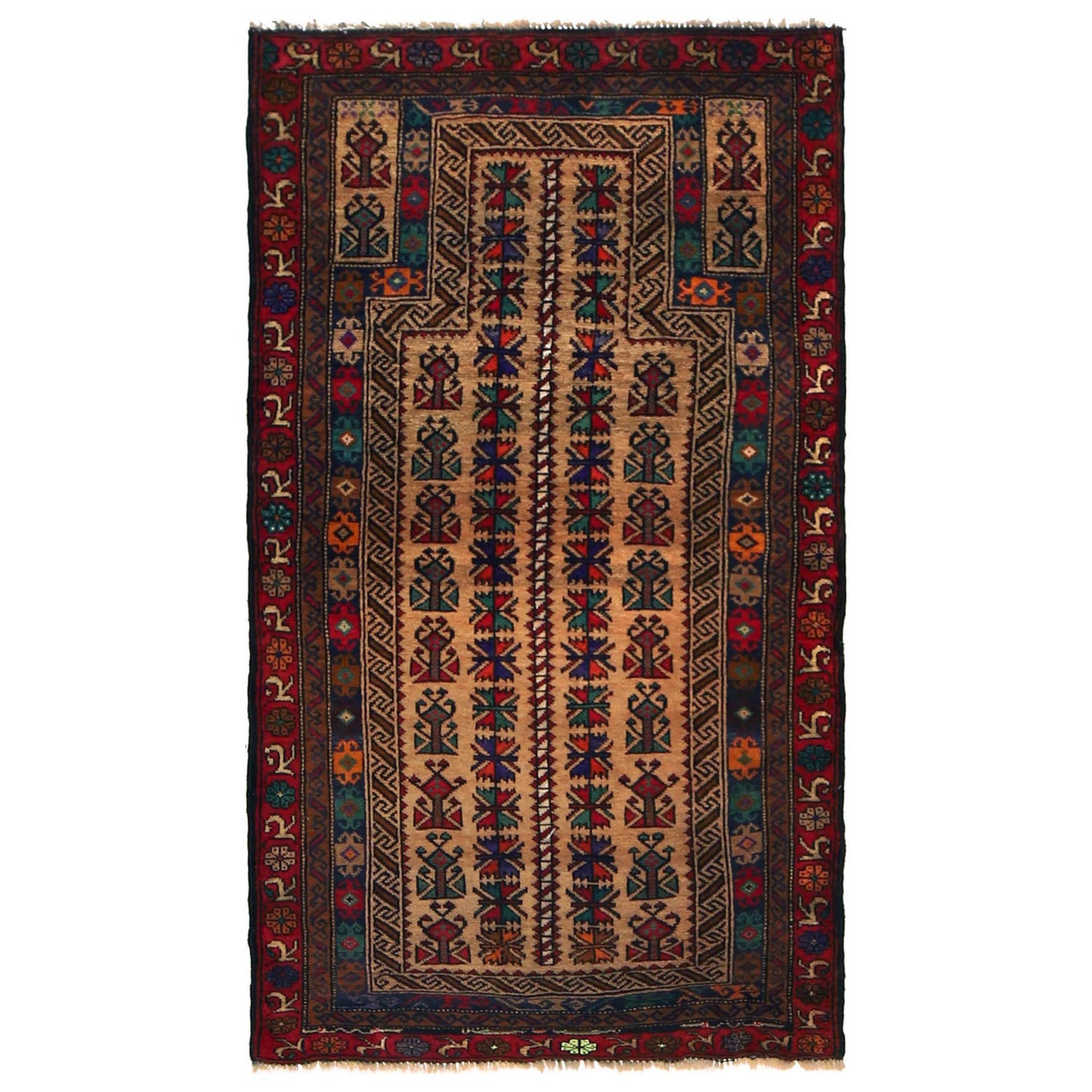 Small Prayer Carpet 2' 8" x 4' 8" ft / 82 x 143 cm -No. G35863