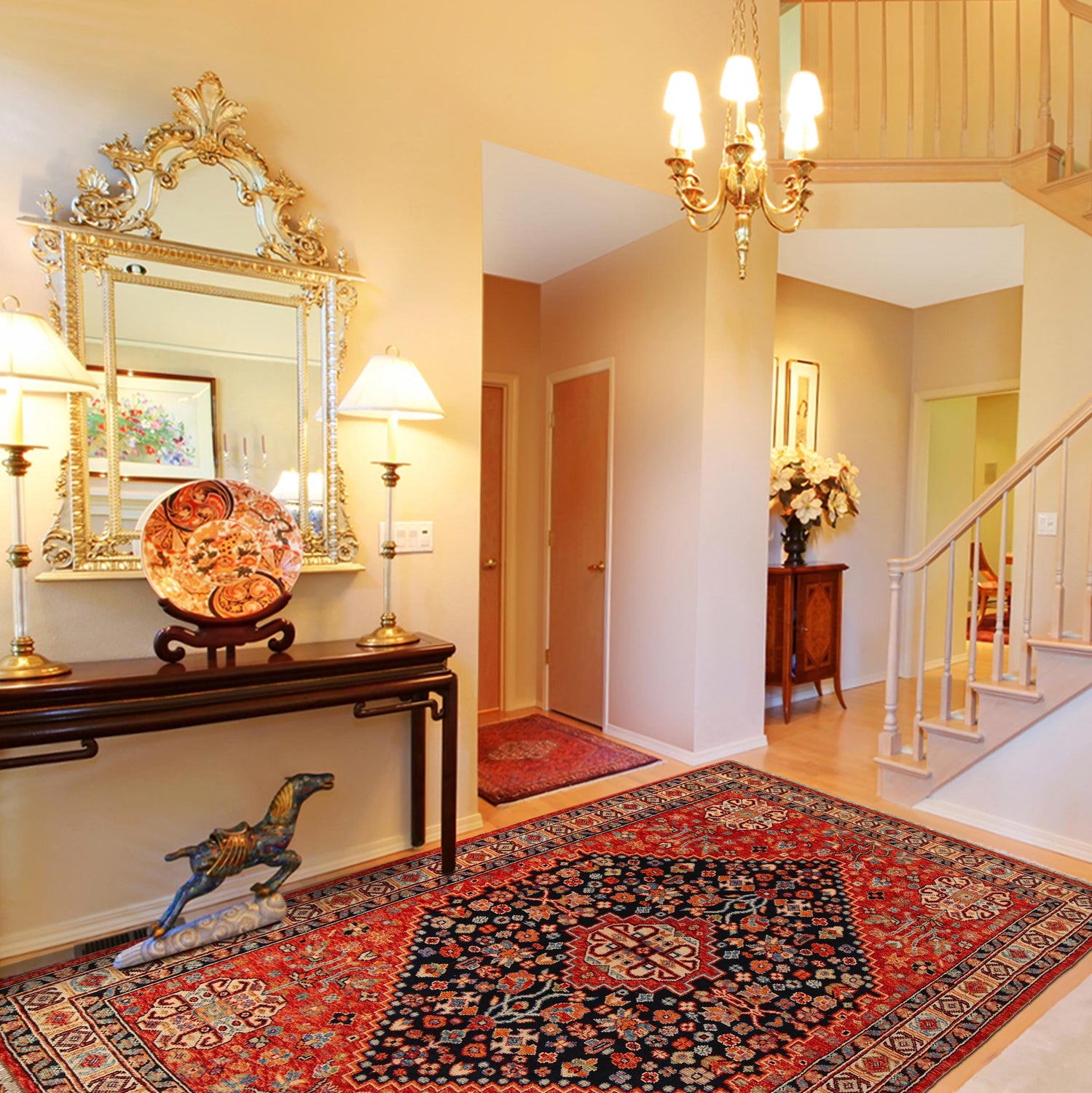 Shirazi Hand Knotted Carpet 6' 8" x 9' 9" ft / 203 x 298 cm - No. G36493