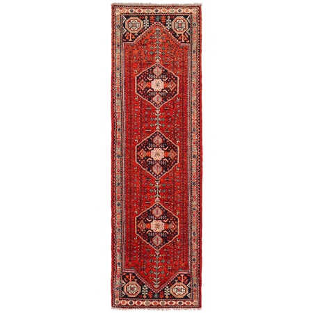 Shirazi Hand Knotted Carpe Runner 2' 8" x 9' 6" ft / 82 x 290 cm - No. G36498