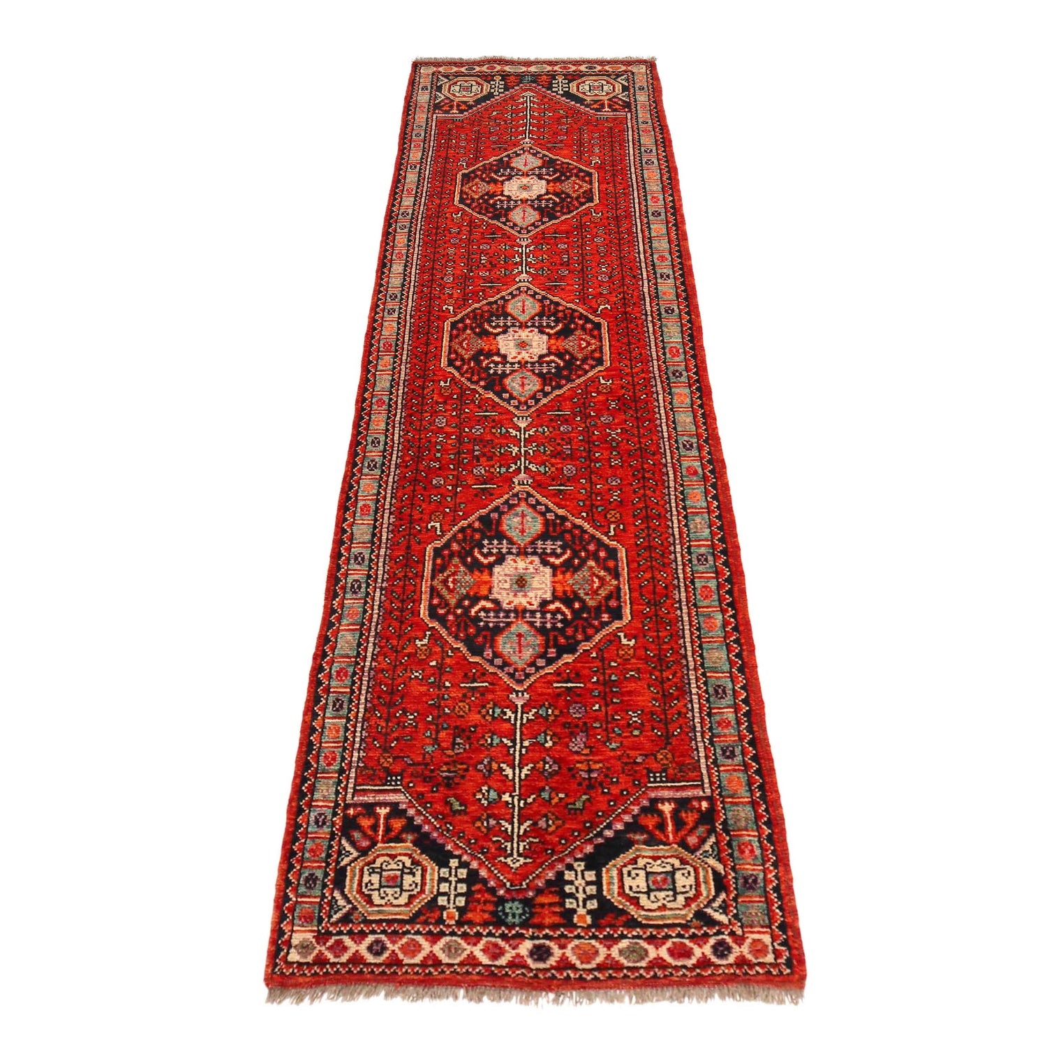 Rich Red Color Shiraz Carpet Runner 2' 7" x 9' 7" ft / 80 x 293 cm - No. G36500